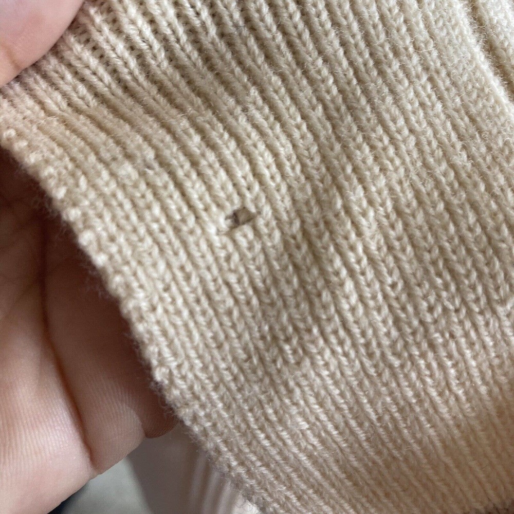 Banana Republic Scarf Wool Cream Knit Rectangle Unisex Ribbed - Picture 3 of 9